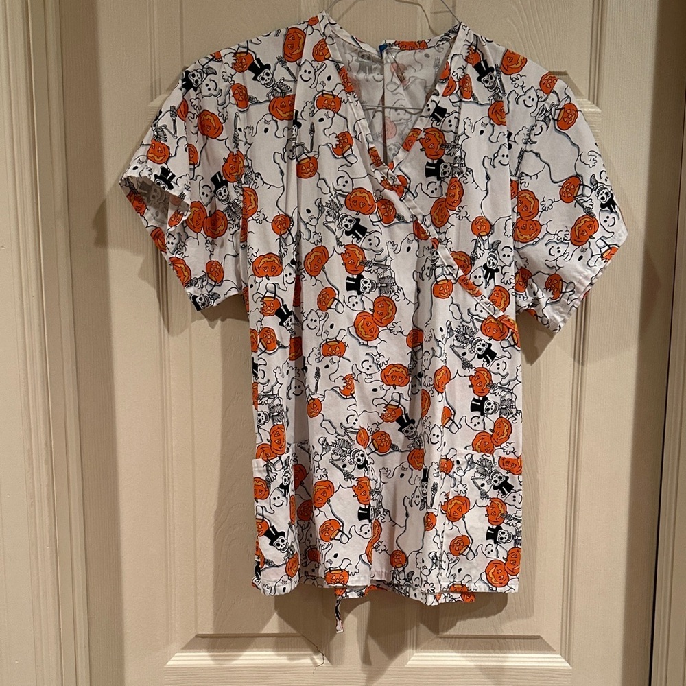 Women's Halloween Scrub Top